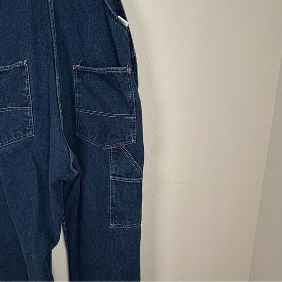 Vintage Round House Blue Denim Overalls Size 38  Unisex Normcore Farm Workwear - Picture 8 of 14